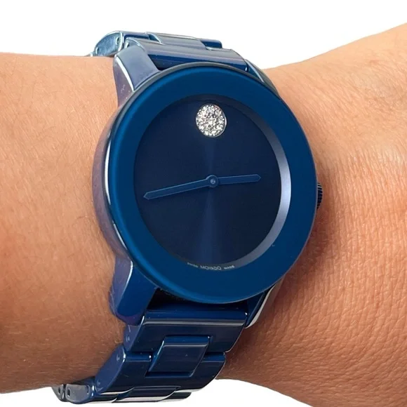 Movado Bold Evolution Quartz Blue Dial Ladies Watch 36mm Monochrome - Picture 2 of 11